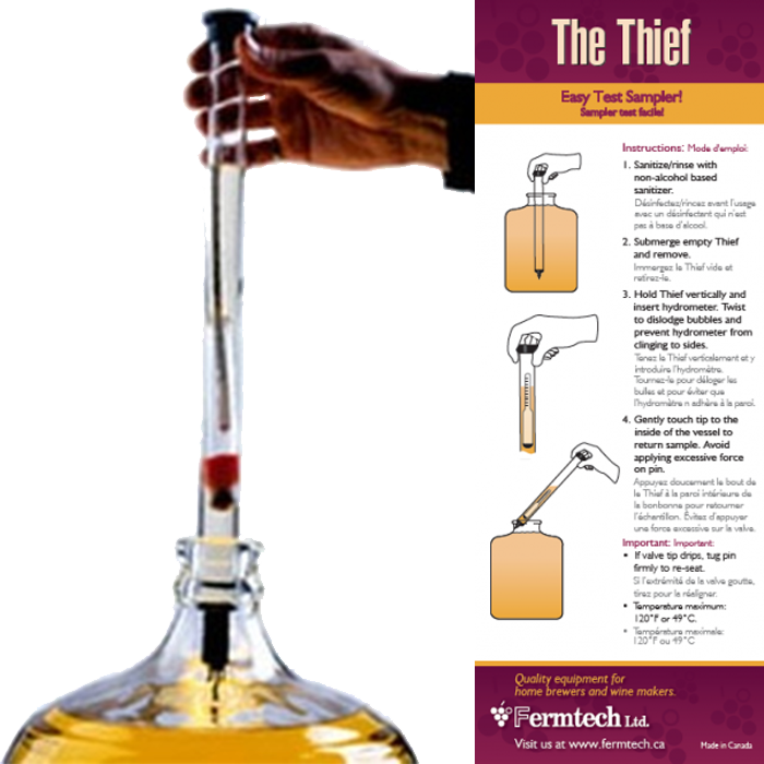 sanitizing brewing equipment hydrometer wine thief sample collection